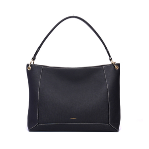 SINGLE STRAP GENUINE LEATHER TOTE BAG WITH ZIP CLOSURE
