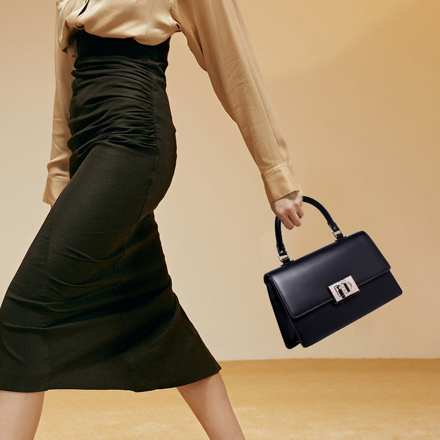BLACK MINI CUTE GENUINE LEATHER LUXURY SATCHEL BAG FOR WOMEN