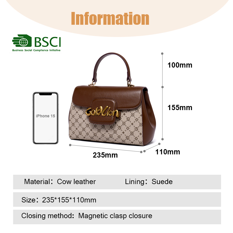 BIG BROWN PVC WATER PROOF CROSS BODY SATCHEL FOR WOMEN