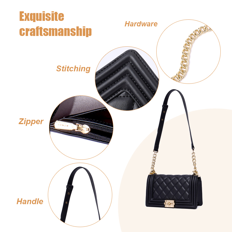 QUILTED GENUINE LEATHER CROSS-BODY BAG FOR WOMEN