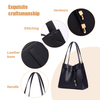  LARGE BLACK GRAIN LEATHER TOTE BAGS WITH REMOVABLE POCKETS