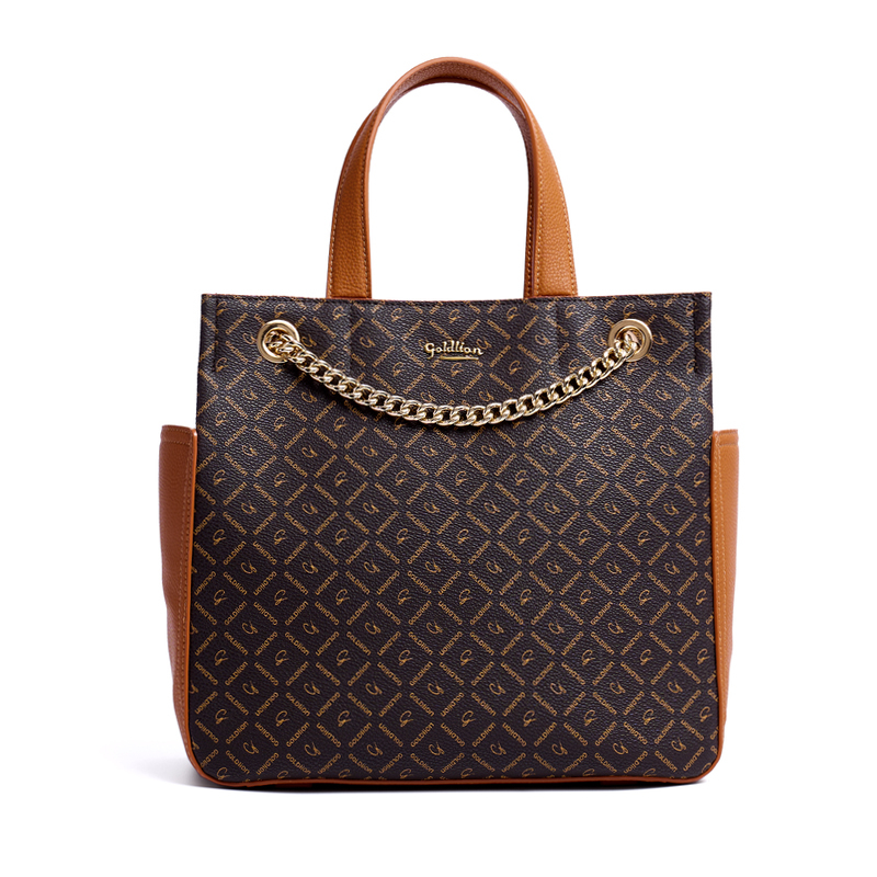 BROWN PVC BIG SATCHEL BAGS FOR WOMEN