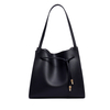  LARGE BLACK GRAIN LEATHER TOTE BAGS WITH REMOVABLE POCKETS