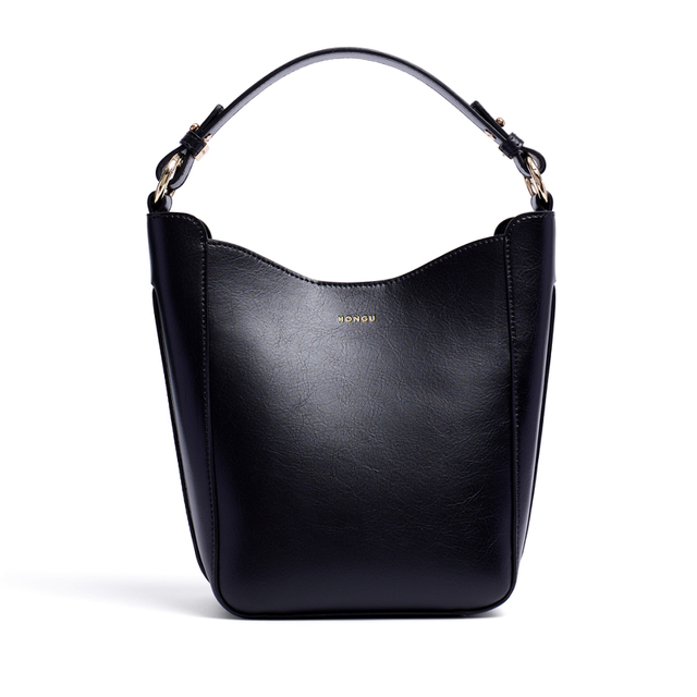 LADIES BLACK FASHION LEATHER BUCKET BAGS WOMENS LONG SATCHEL BAG