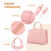 LADIES PINK BIG FASHION LEATHER CROSS-BODY SATCHEL