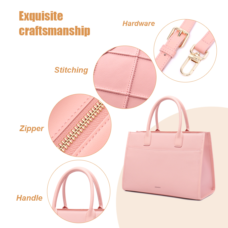 LADIES PINK BIG FASHION LEATHER CROSS-BODY SATCHEL