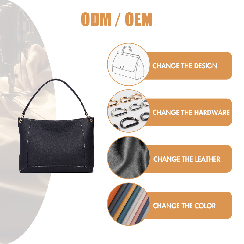 SINGLE STRAP GENUINE LEATHER TOTE BAG WITH ZIP CLOSURE