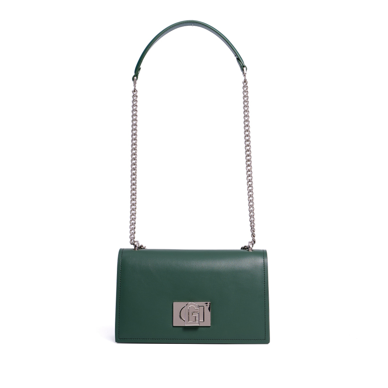 SMALL FASHION DARK GREEN LEATHER CROSS-BODY BAG FOR LADY