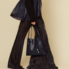  LARGE BLACK GRAIN LEATHER TOTE BAGS WITH REMOVABLE POCKETS