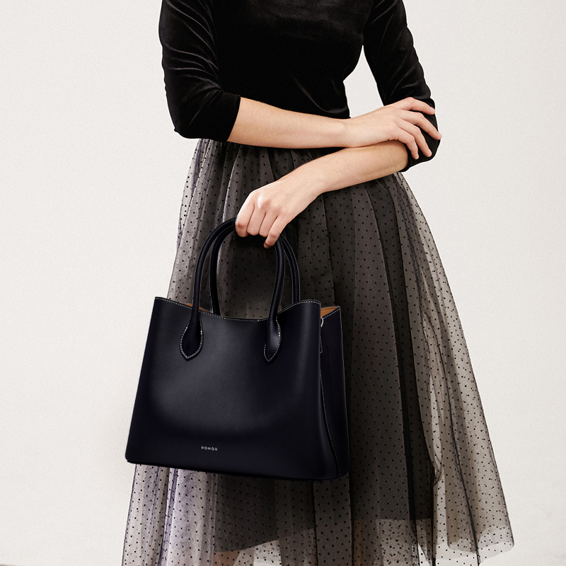 SMALL ELEGANT PREMIUM LEATHER SATCHEL FOR OFFICE LADY