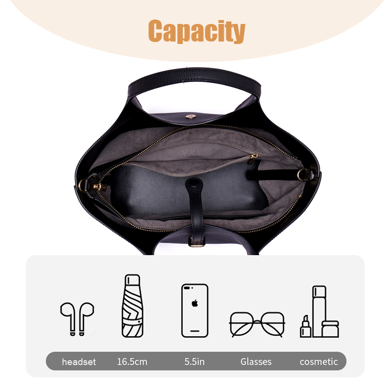 LARGE LEATHER TOTE BAGS WITH POCKETS FOR WOMEN