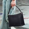 SINGLE STRAP GENUINE LEATHER TOTE BAG WITH ZIP CLOSURE