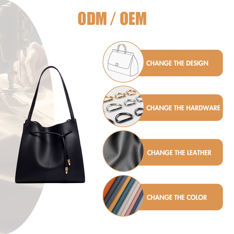 LARGE BLACK GRAIN LEATHER TOTE BAGS WITH REMOVABLE POCKETS