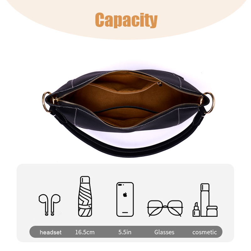 SINGLE STRAP GENUINE LEATHER TOTE BAG WITH ZIP CLOSURE