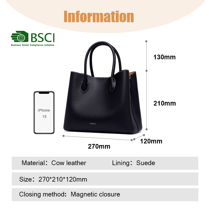 SMALL ELEGANT PREMIUM LEATHER SATCHEL FOR OFFICE LADY