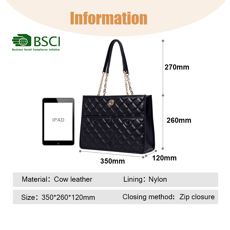 BIG SIZE BLACK WORK ZIPPERED TOTE BAGS FOR WOMENS 
