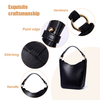 LADIES BLACK FASHION LEATHER BUCKET BAGS WOMENS LONG SATCHEL BAG