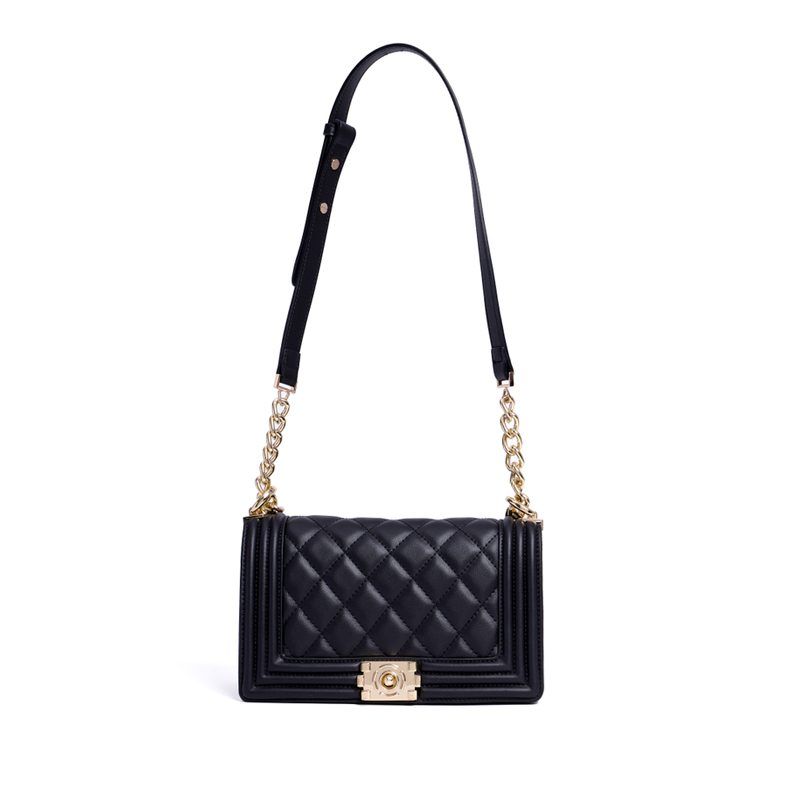 QUILTED GENUINE LEATHER CROSS-BODY BAG FOR WOMEN