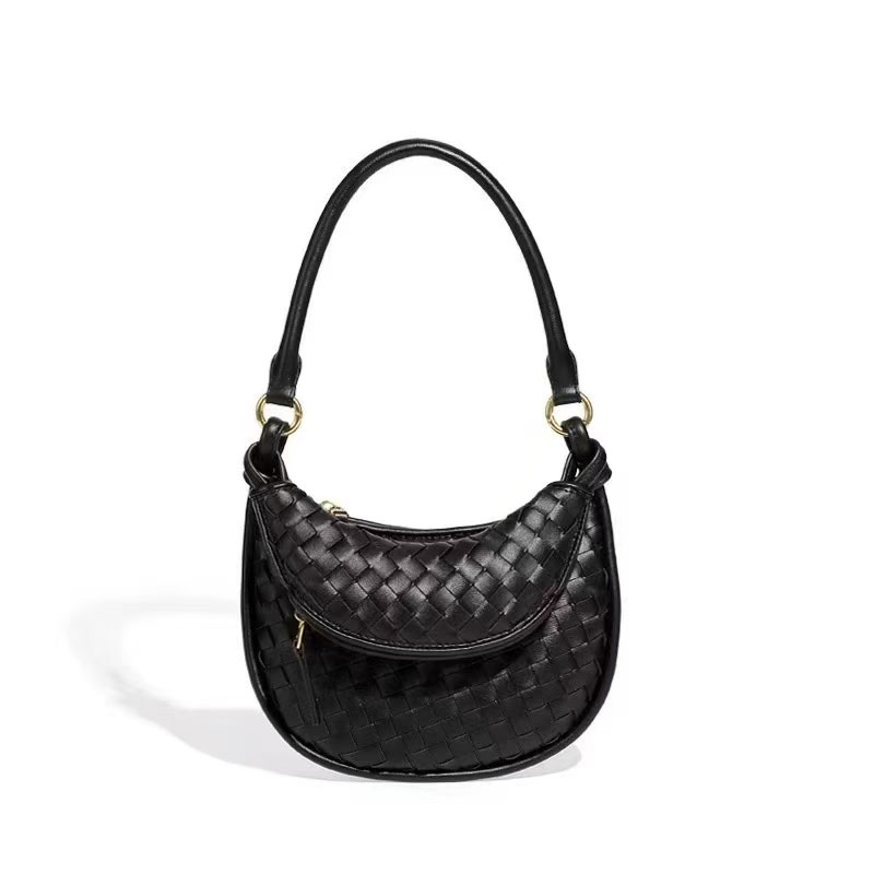 Half Moon Women's Handbag Woven Leather Designer Saddle Bag 