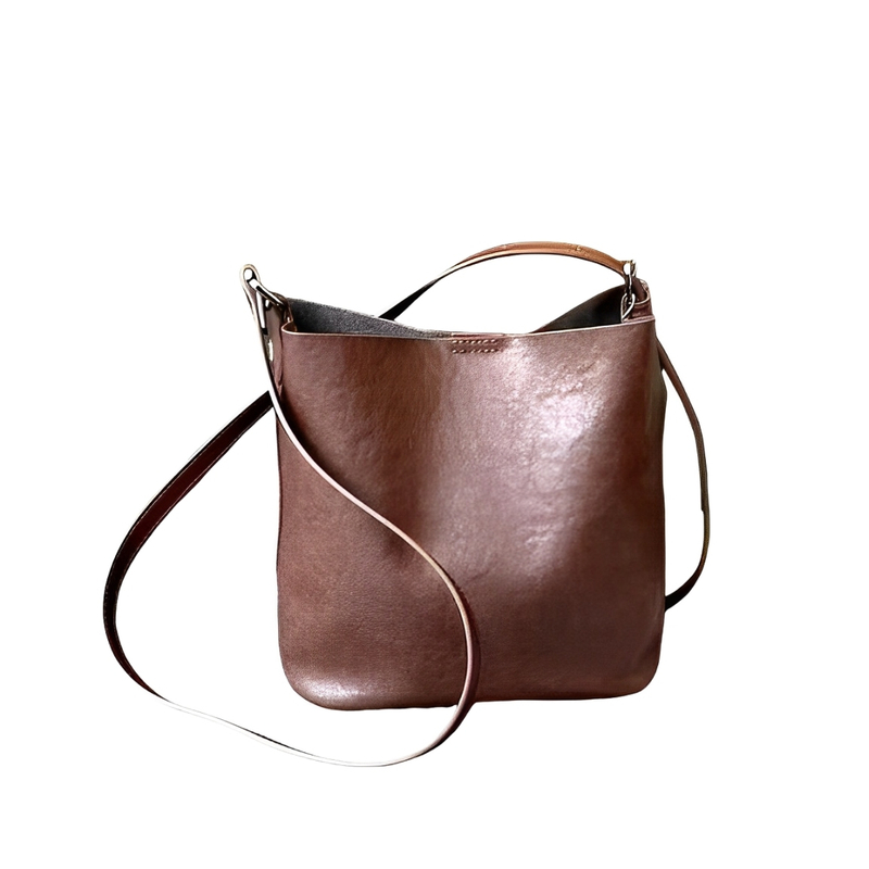 Custom Shoulder Bag Simple Women's Single Crossbody Leather Bucket Bag 