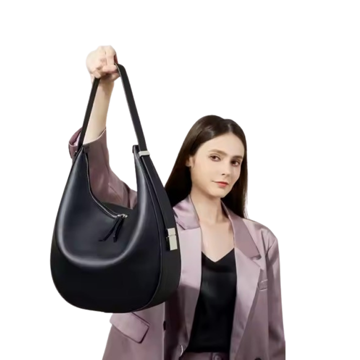 Custom Summer New Niche Design Cowhide Underarm Bag Single Shoulder Bag Handbag Genuine Leather Half Moon Bucket Bag