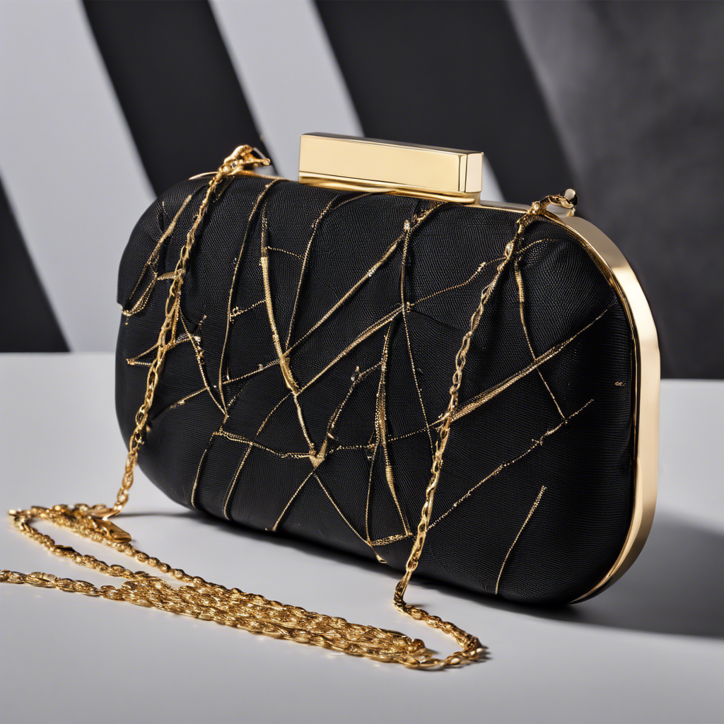 Black Clutch Bags with Gold Chain
