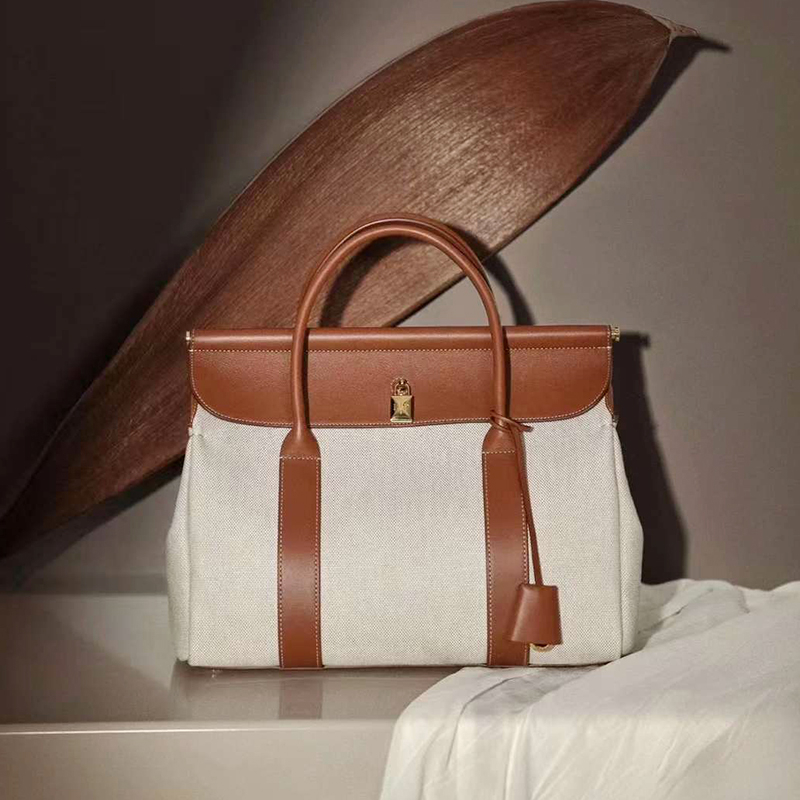 Factory Lower Price Custom Brown Leather Tote Bags for Women