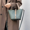 Women's High Quality Genuine Leather Bucket Bag with Lychee Pattern Handbag