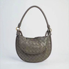 Half Moon Women's Handbag Woven Leather Designer Saddle Bag 