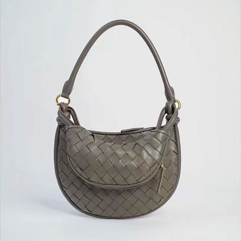 Half Moon Women's Handbag Woven Leather Designer Saddle Bag 