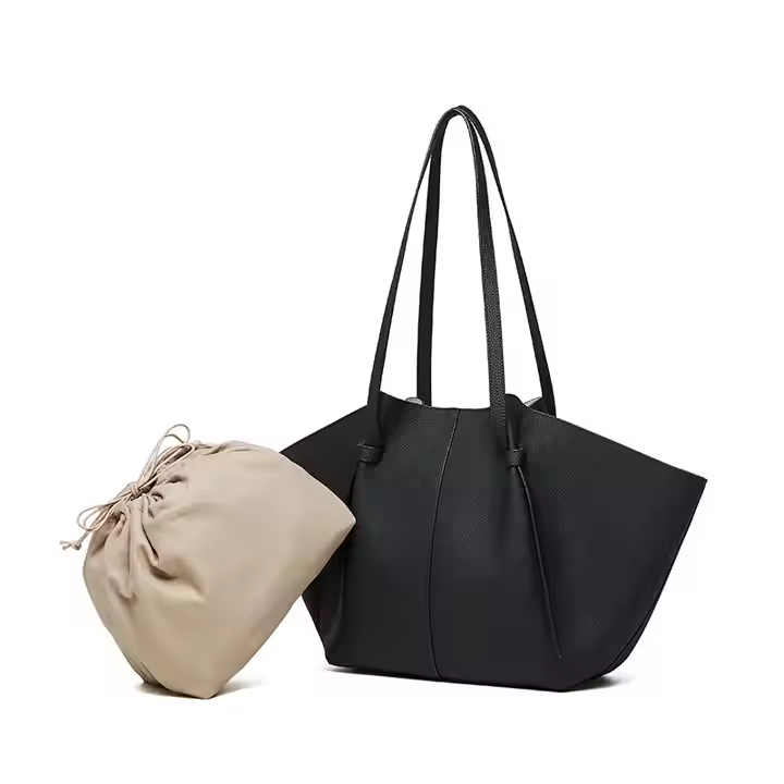 Custom Fashion Top Layer Cowhide Large Capacity Genuine Leather Women's Bat Bag Large Bag Hand-held Wing Tote Bag