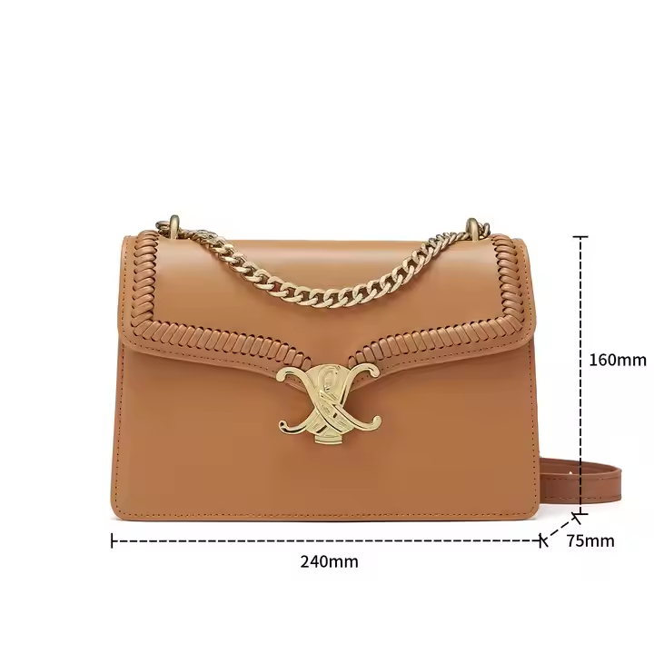 Wholesale China Designer 2025 Fashion Leather Brown Saddle Bag Purse