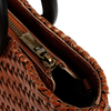 OEM ODM Pastoral Style Genuine Leather Handmade Top Handle Woven Bag 