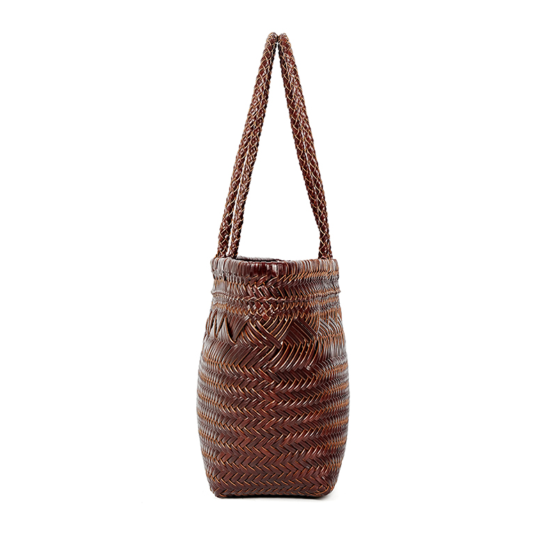 Wholesale High Quality Soft Leather Woven Tote Bag Cowhide Handbag