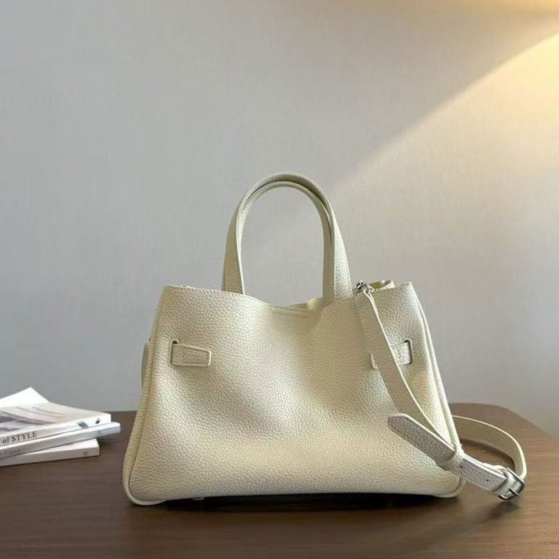 Fashion Multi-colors Metal Lock Tote Bag Genuine Leather Handbags 