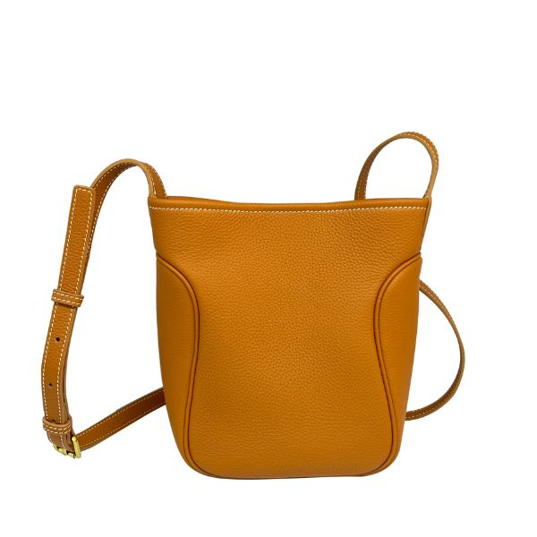 Custom Calfskin Simple Style Orange Leather With Curved Shoulder Bags