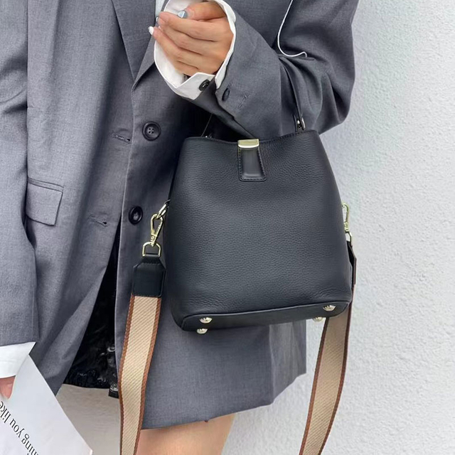 Genuine Leather Crossbody Bucket Bag Handbag Summer High-end Versatile Shoulder Bag