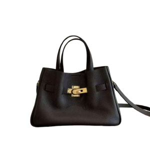Fashion Multi-colors Metal Lock Tote Bag Genuine Leather Handbags 