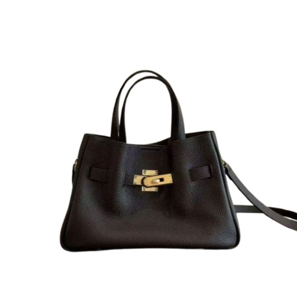 Fashion Multi-colors Metal Lock Tote Bag Genuine Leather Handbags 