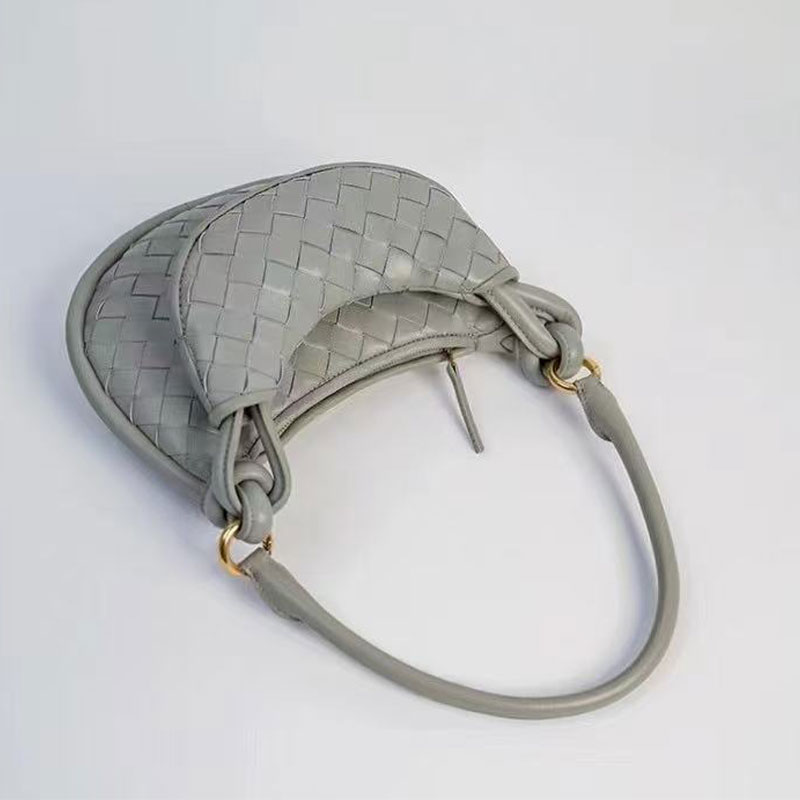 Half Moon Women's Handbag Woven Leather Designer Saddle Bag 