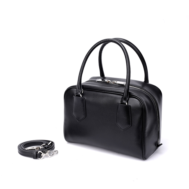Mini Bowling Handbag Black Square Crossbody Bag for Women