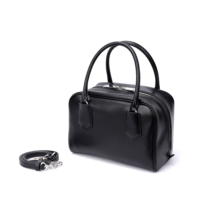 Mini Bowling Handbag Black Square Crossbody Bag for Women