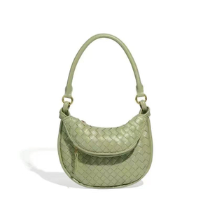 Half Moon Women's Handbag Woven Leather Designer Saddle Bag 