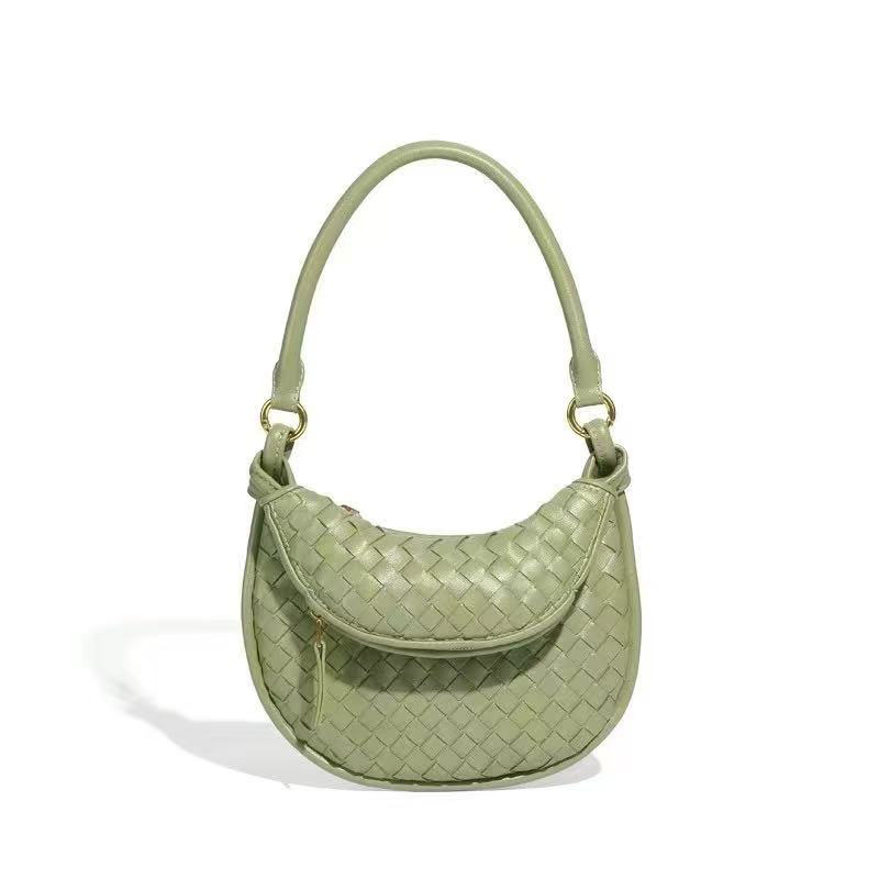 Half Moon Women's Handbag Woven Leather Designer Saddle Bag 