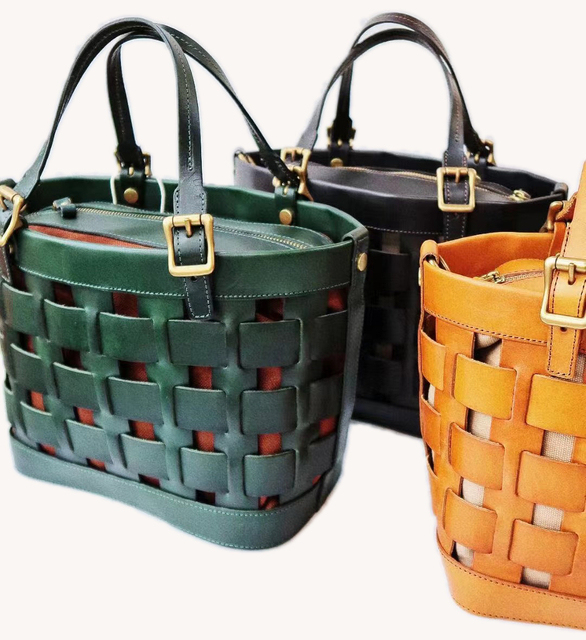 Fashion Shoulder Bag Handwoven Tote Bag Genuine Leather Tote Bag For Women