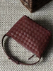 Custom High Quality Ladies Genuine Leather Bordeaux Red Handmade Woven Handbag From China Supplier