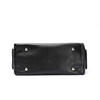 Women's Black Genuine Leather Minimalist Magnetic Tote Bag