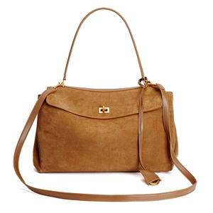 Luxury Women' Bags Genuine Leather Brown Suede Totes Bag
