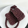 Trendy Claret Woven Leather Bags Shoulder Bag