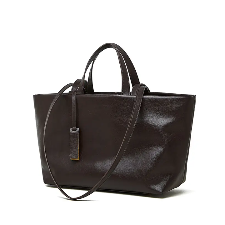 Custom Wholesale New Genuine Leather Niche Crossbody Retro Soft Leather Large Capacity Underarm Cross-border Tote Bag